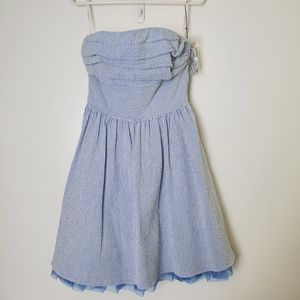 Betsey Johnson Spaghetti Straps Seersucker Layered Netting Dress size 6